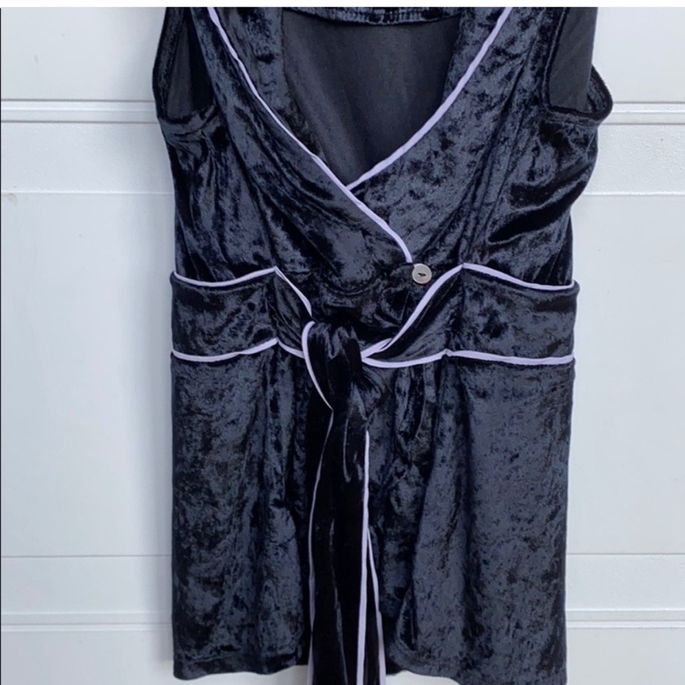 Free People Late Night Crushed Velvet Wrap Top Black Size Small - Picture 7 of 8